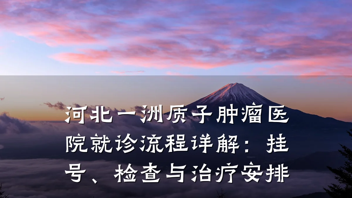 河北一洲质子肿瘤医院就诊流程详解:挂号、检查与治疗安排
