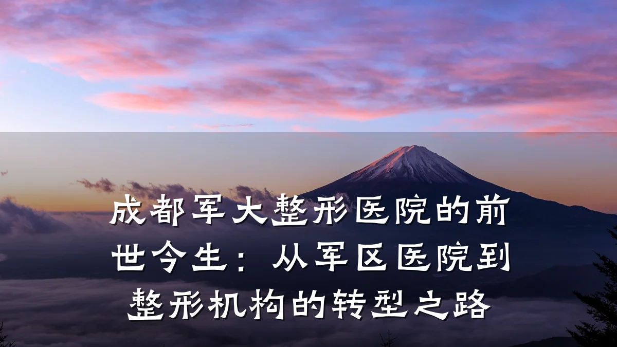 成都军大整形医院的前世今生:从军区医院到整形机构的转型之路