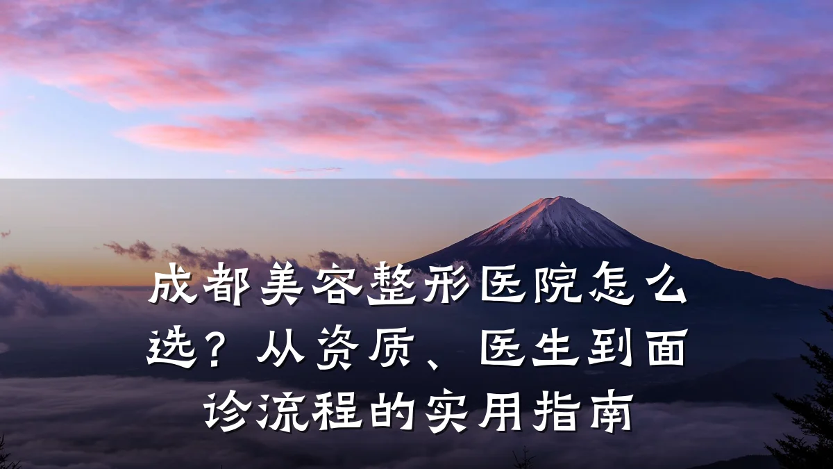 成都美容整形医院怎么选?从资质、医生到面诊流程的实用指南