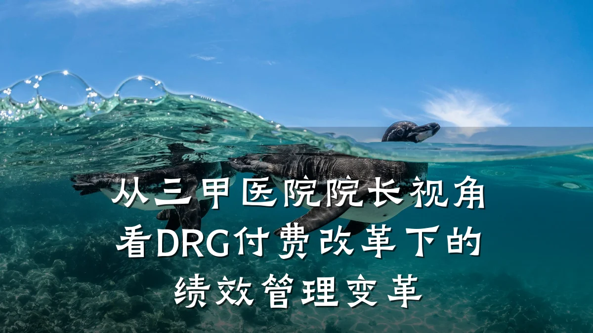 从三甲医院院长视角看DRG付费改革下的绩效管理变革