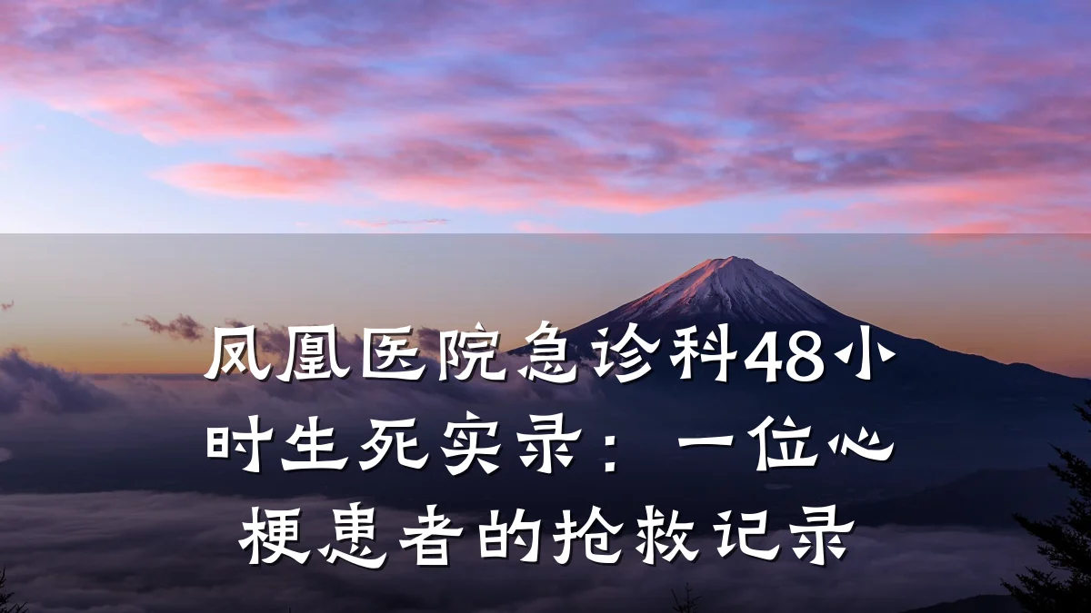 凤凰医院急诊科48小时生死实录:一位心梗患者的抢救记录