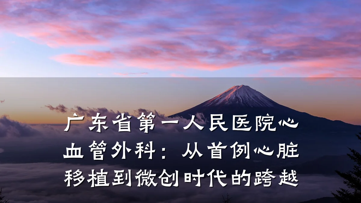 广东省第一人民医院心血管外科:从首例心脏移植到微创时代的跨越