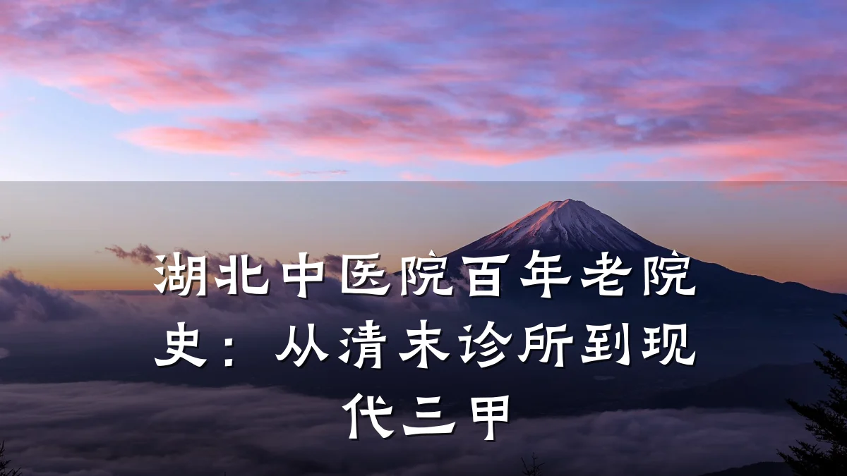 湖北中医院百年老院史:从清末诊所到现代三甲