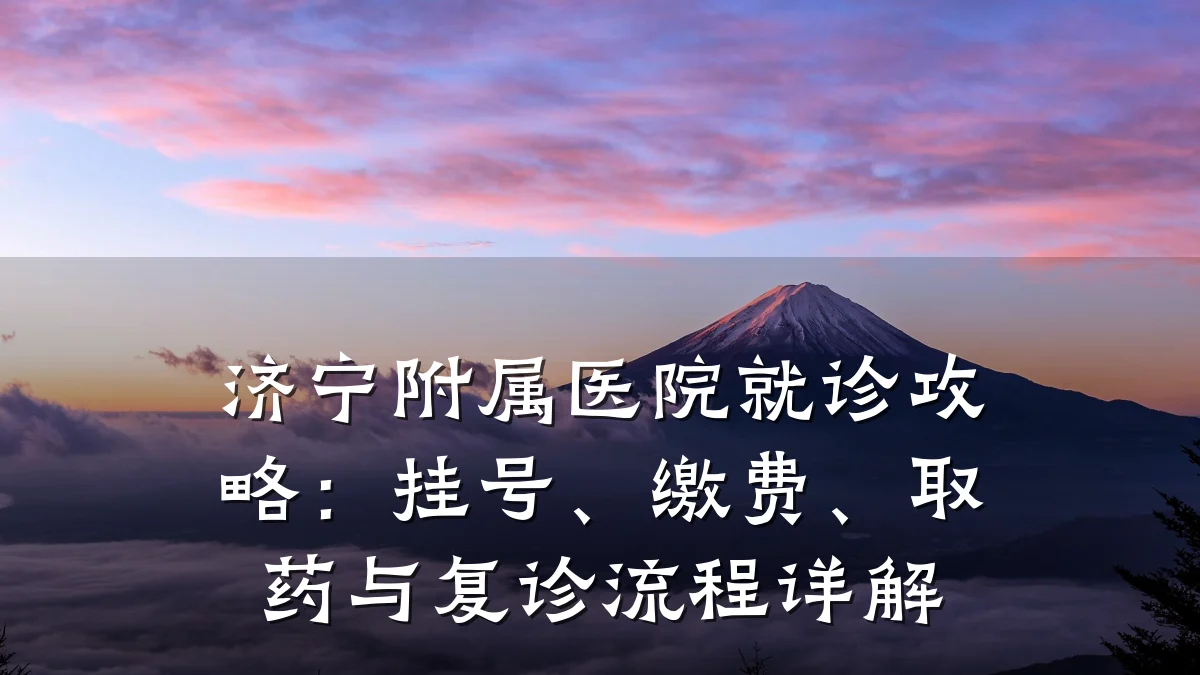 济宁附属医院就诊攻略:挂号、缴费、取药与复诊流程详解