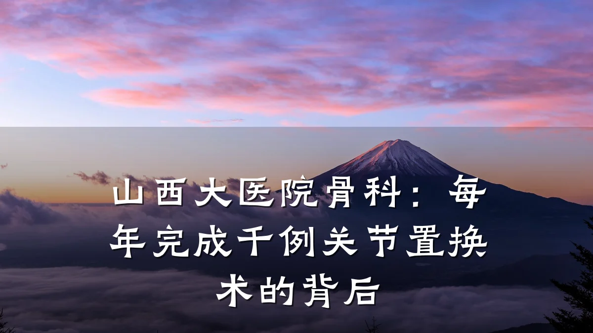 山西大医院骨科:每年完成千例关节置换术的背后