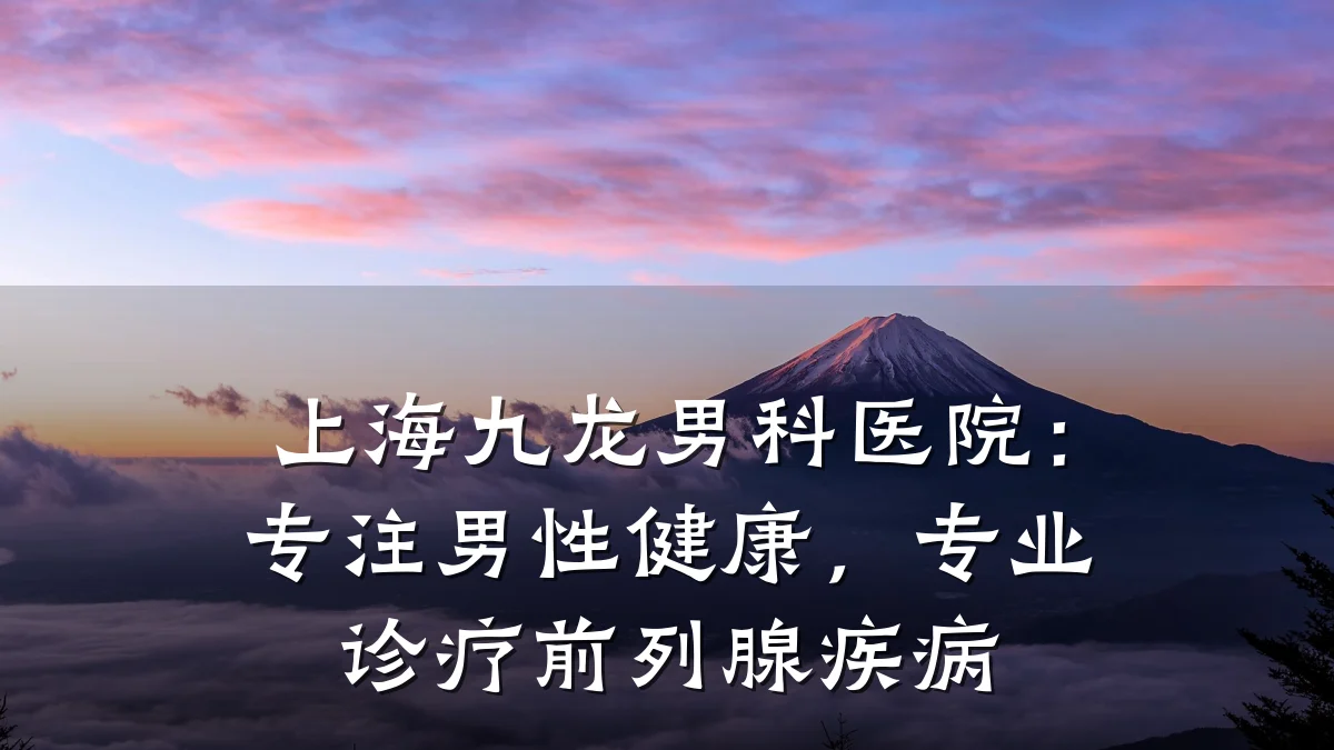 上海九龙男科医院:专注男性健康,专业诊疗前列腺疾病