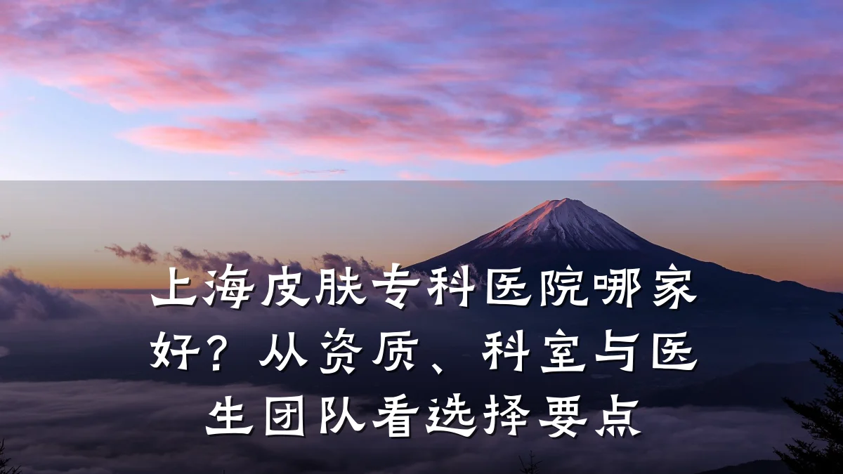 上海皮肤专科医院哪家好?从资质、科室与医生团队看选择要点