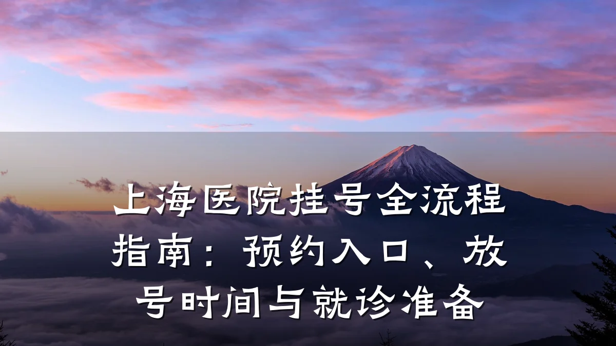 上海医院挂号全流程指南:预约入口、放号时间与就诊准备