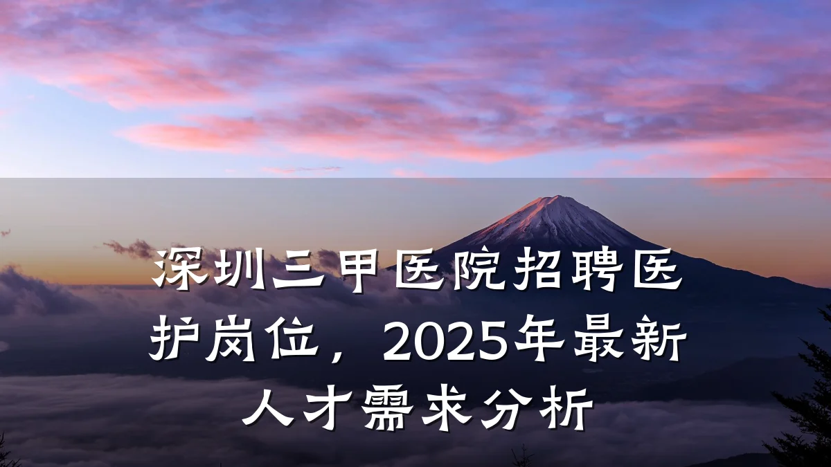 深圳三甲医院招聘医护岗位,2025年最新人才需求分析
