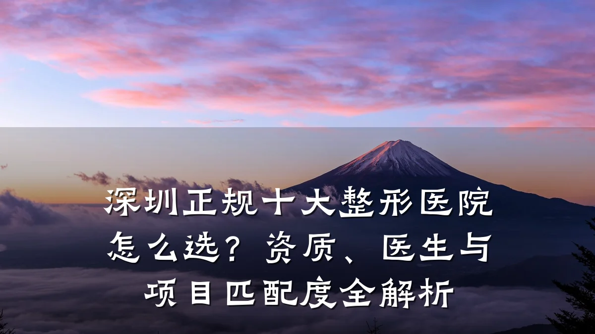 深圳正规十大整形医院怎么选?资质、医生与项目匹配度全解析