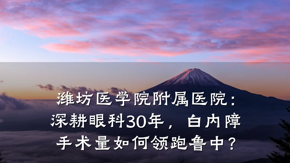 潍坊医学院附属医院:深耕眼科30年,白内障手术量如何领跑鲁中?