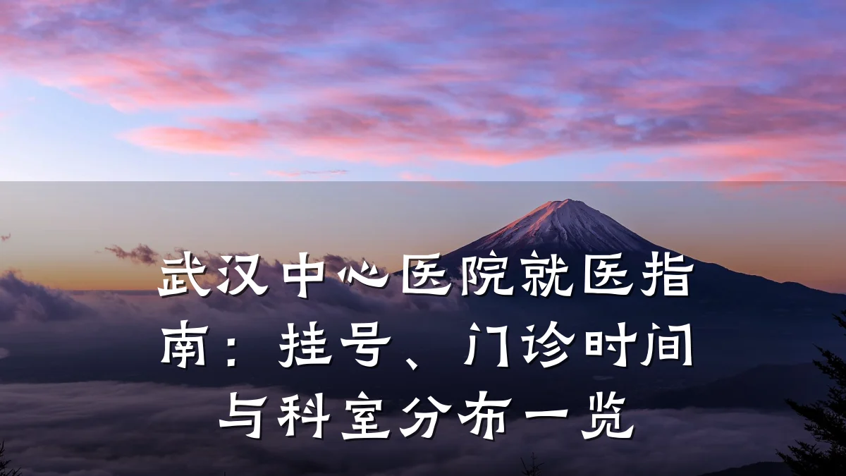 武汉中心医院就医指南:挂号、门诊时间与科室分布一览