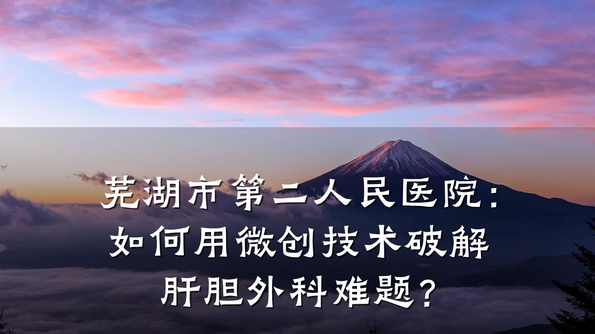 芜湖市第二人民医院:如何用微创技术破解肝胆外科难题?