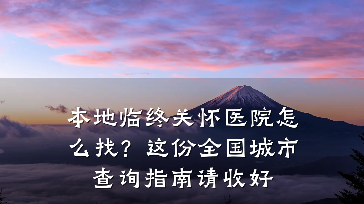 本地临终关怀医院怎么找?这份全国城市查询指南请收好