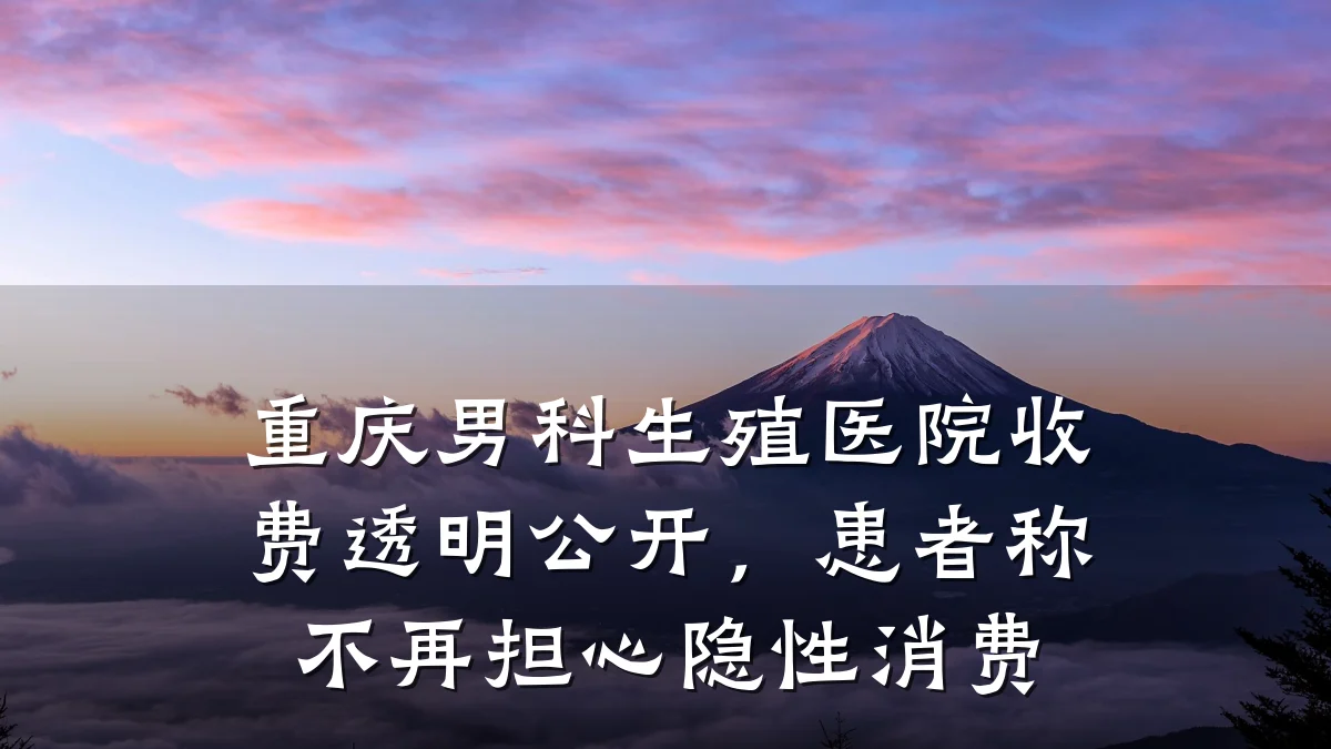 重庆男科生殖医院收费透明公开,患者称不再担心隐性消费
