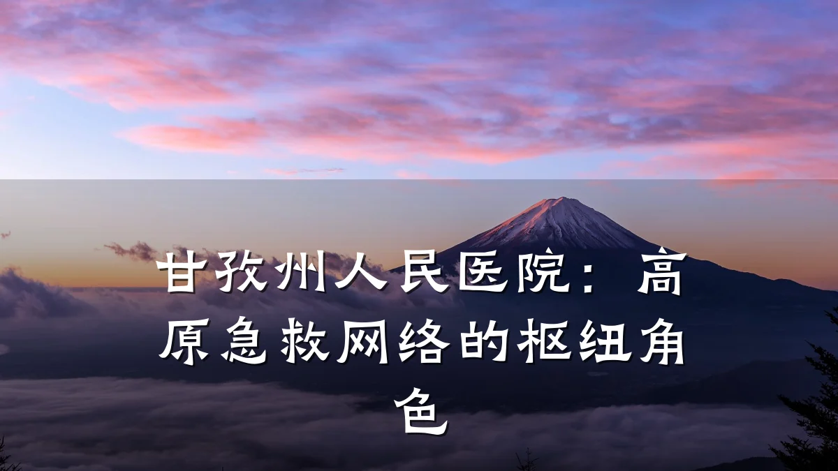 甘孜州人民医院:高原急救网络的枢纽角色