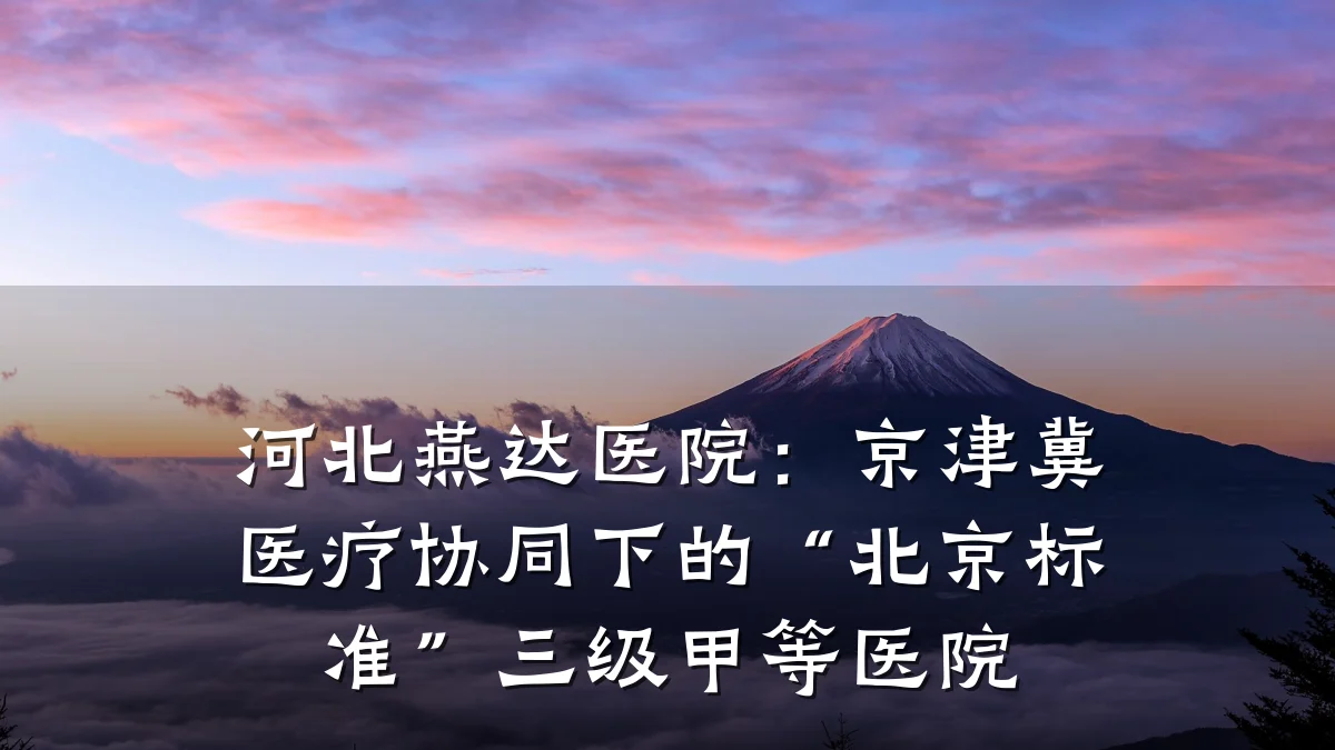 河北燕达医院:京津冀医疗协同下的“北京标准”三级甲等医院