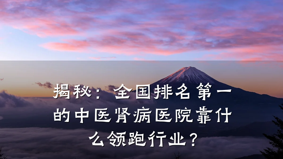 揭秘:全国排名第一的中医肾病医院靠什么领跑行业?