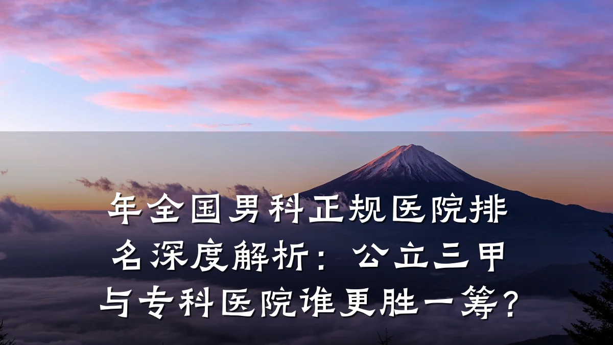 年全国男科正规医院排名深度解析:公立三甲与专科医院谁更胜一筹?