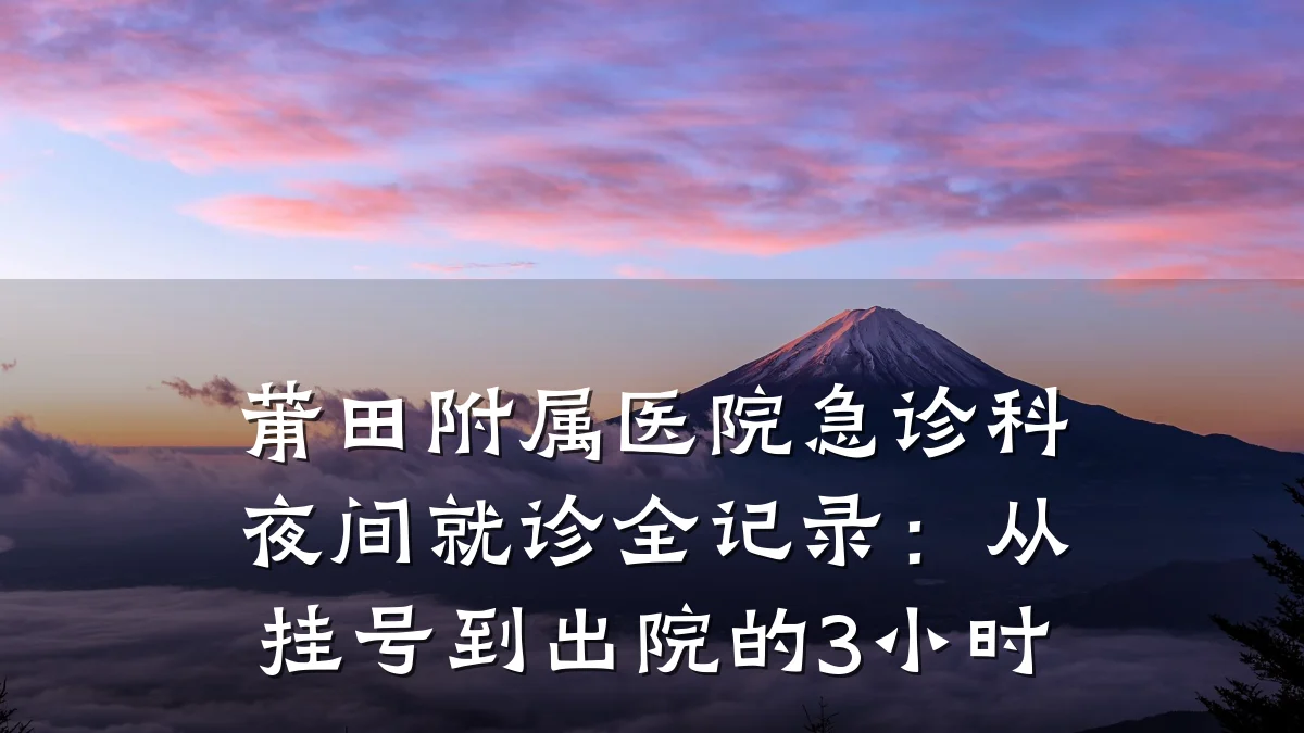 莆田附属医院急诊科夜间就诊全记录:从挂号到出院的3小时