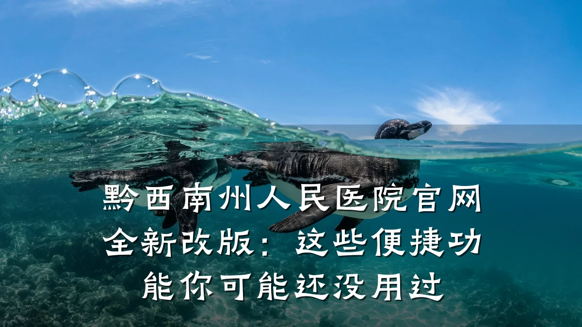 黔西南州人民医院官网全新改版：这些便捷功能你可能还没用过