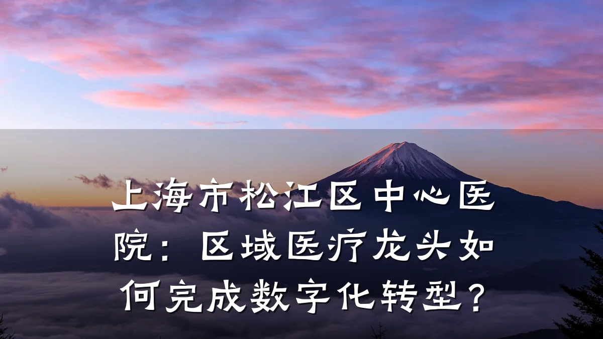 上海市松江区中心医院:区域医疗龙头如何完成数字化转型?