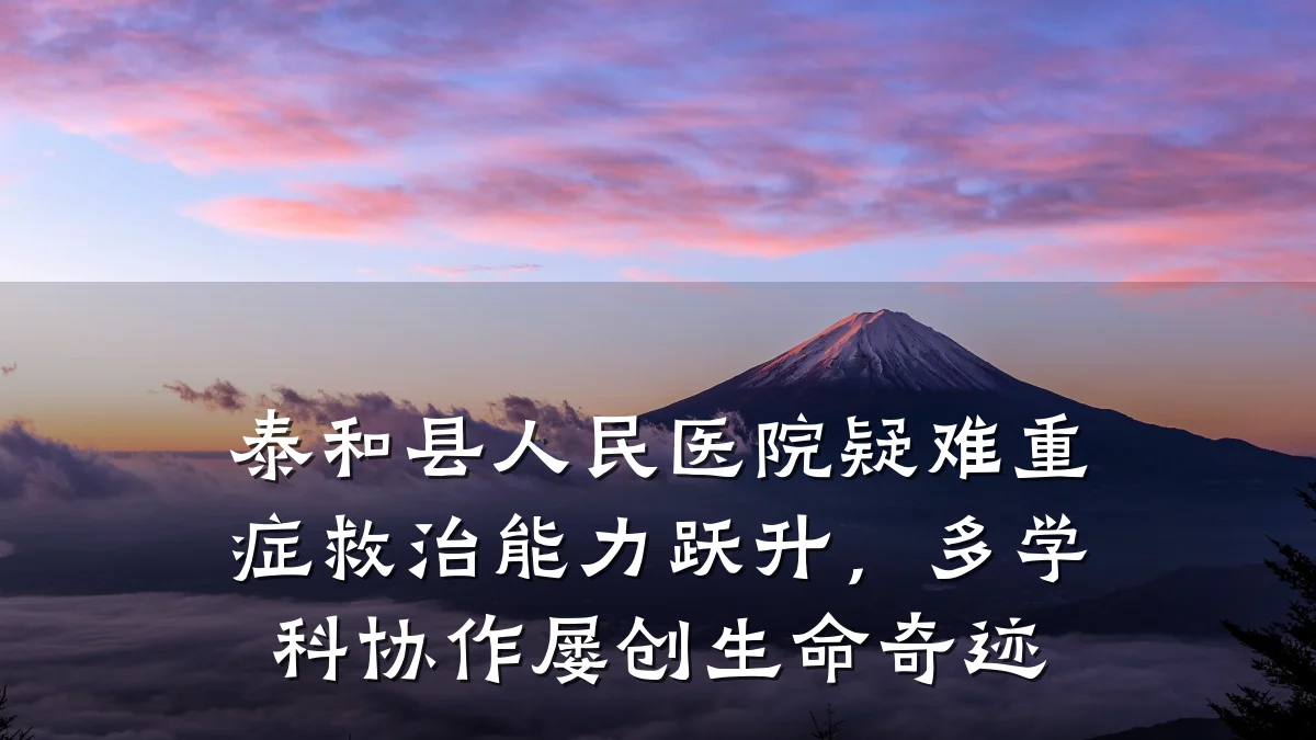 泰和县人民医院疑难重症救治能力跃升,多学科协作屡创生命奇迹
