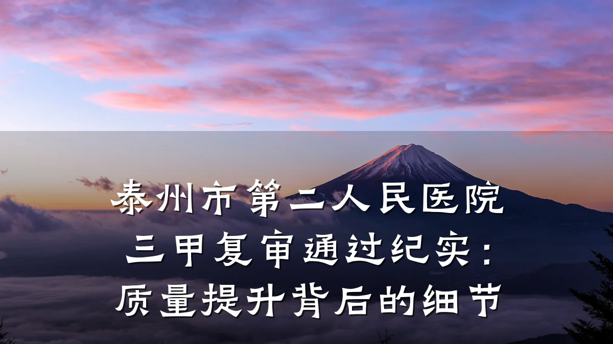 泰州市第二人民医院三甲复审通过纪实:质量提升背后的细节