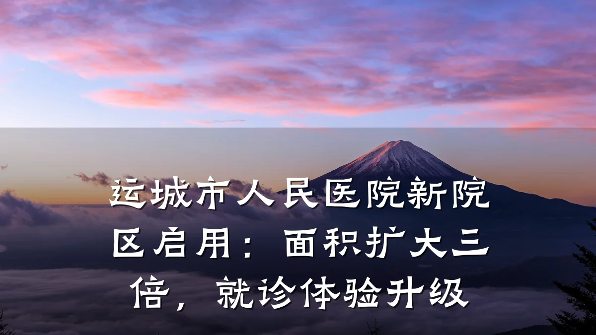 运城市人民医院新院区启用：面积扩大三倍，就诊体验升级