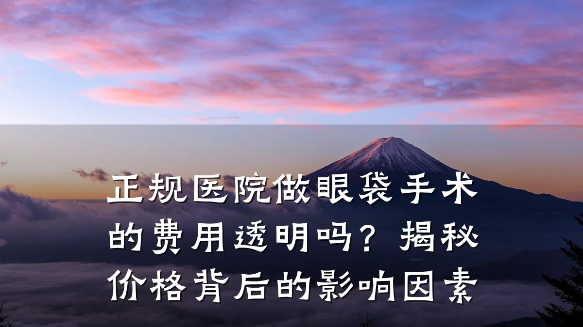 正规医院做眼袋手术的费用透明吗?揭秘价格背后的影响因素