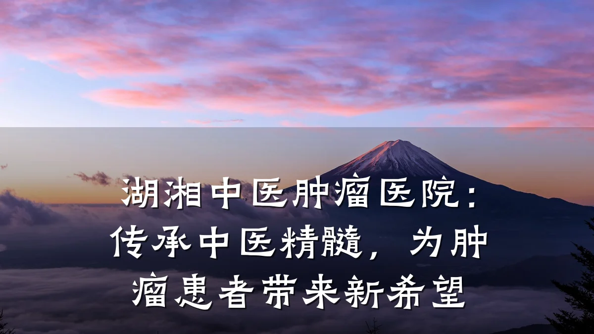 湖湘中医肿瘤医院：传承中医精髓，为肿瘤患者带来新希望