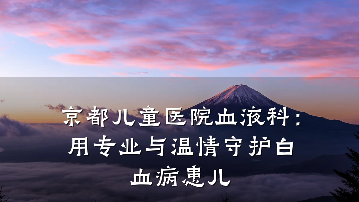 京都儿童医院血液科:用专业与温情守护白血病患儿