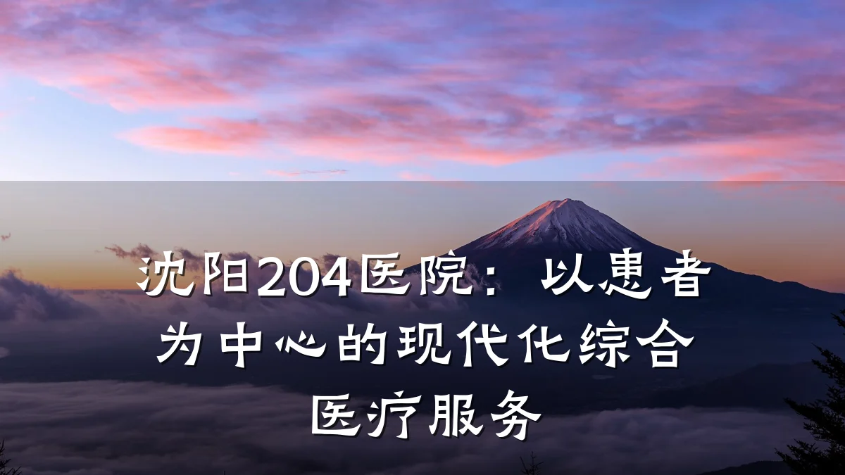 沈阳204医院:以患者为中心的现代化综合医疗服务