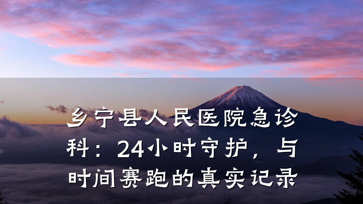 乡宁县人民医院急诊科:24小时守护,与时间赛跑的真实记录