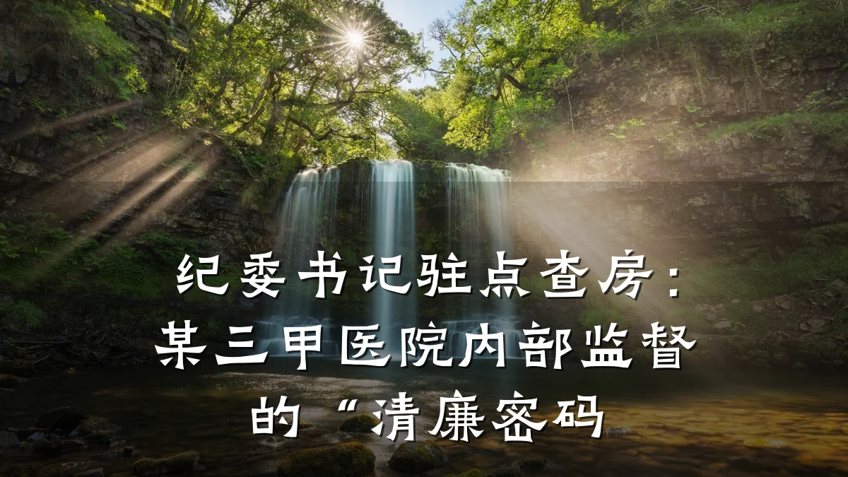 纪委书记驻点查房:某三甲医院内部监督的“清廉密码