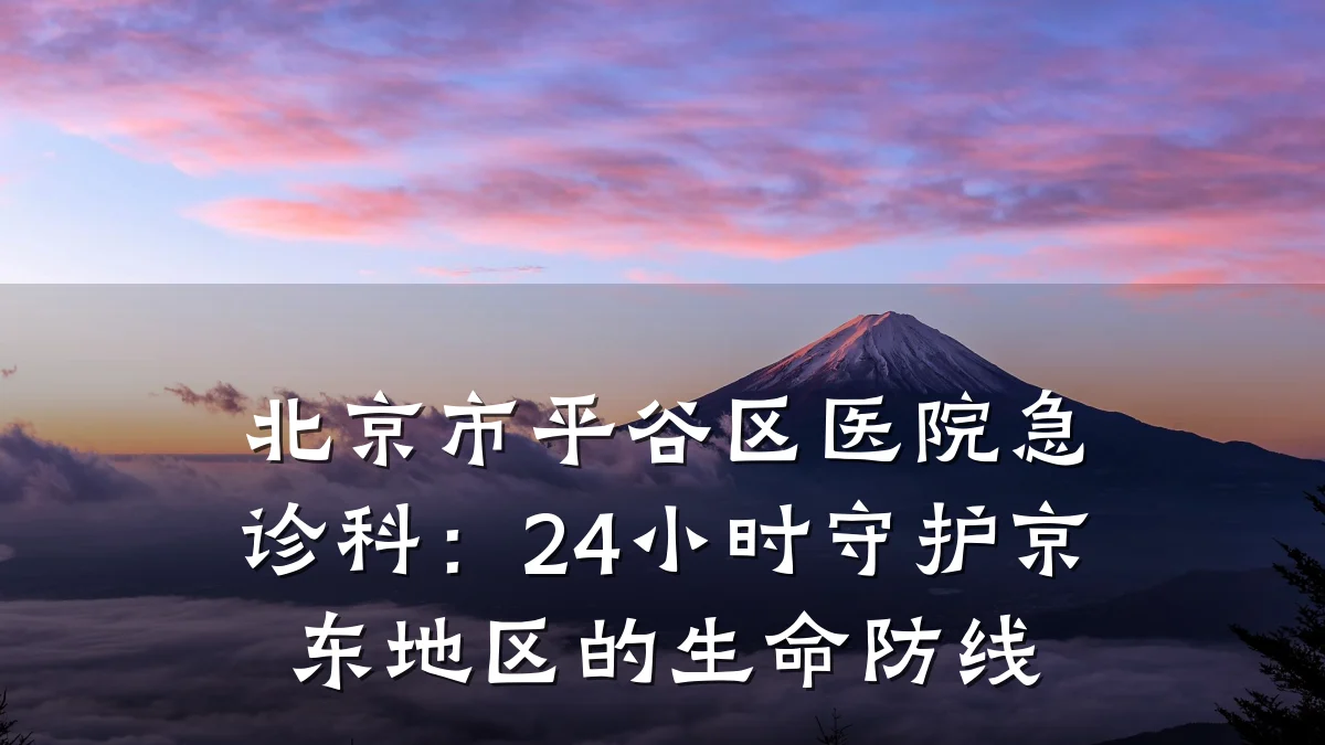 北京市平谷区医院急诊科:24小时守护京东地区的生命防线