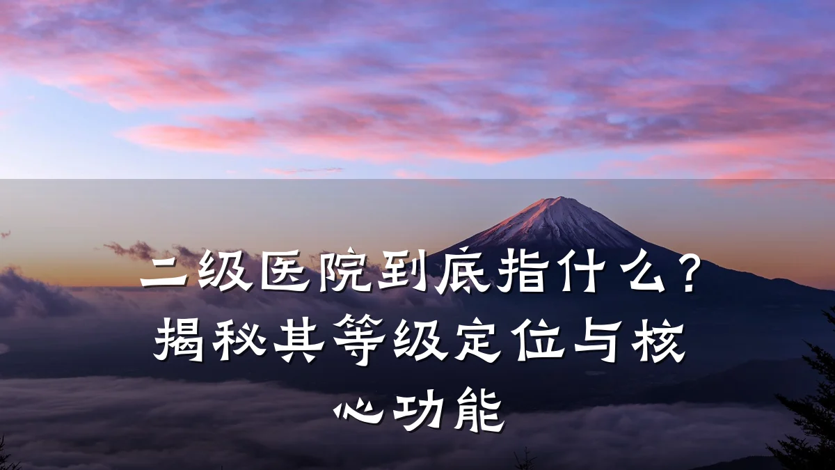 二级医院到底指什么?揭秘其等级定位与核心功能