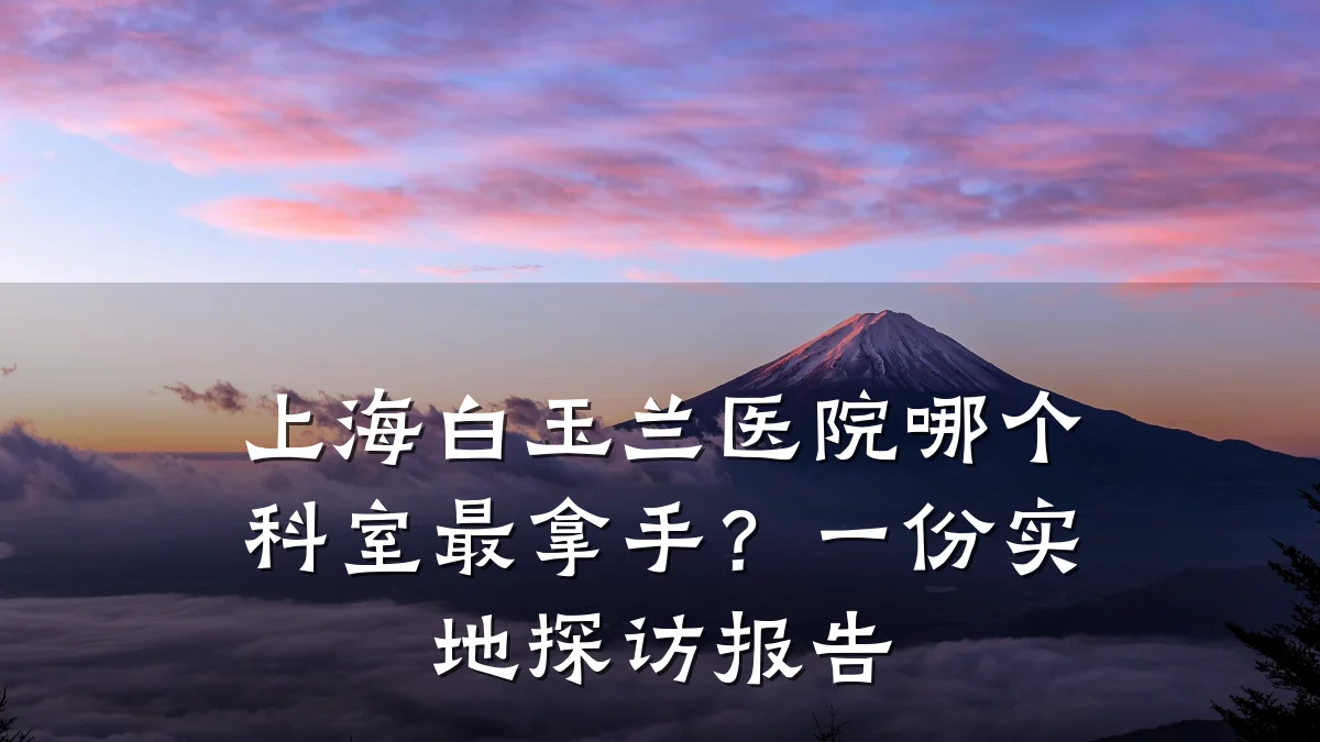 上海白玉兰医院哪个科室最拿手?一份实地探访报告