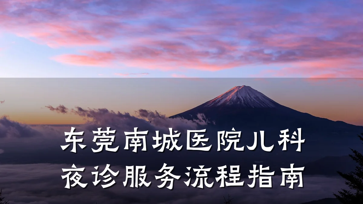 东莞南城医院儿科夜诊服务流程指南
