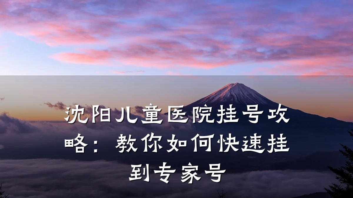 沈阳儿童医院挂号攻略：教你如何快速挂到专家号