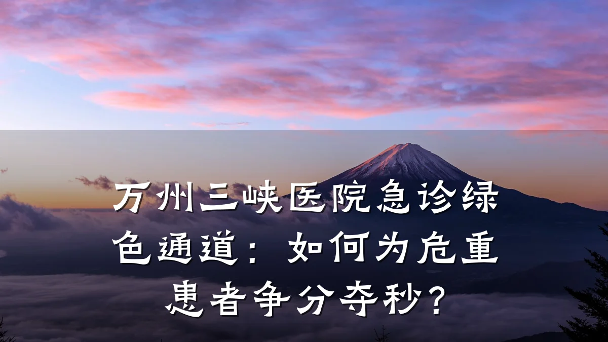 万州三峡医院急诊绿色通道:如何为危重患者争分夺秒?