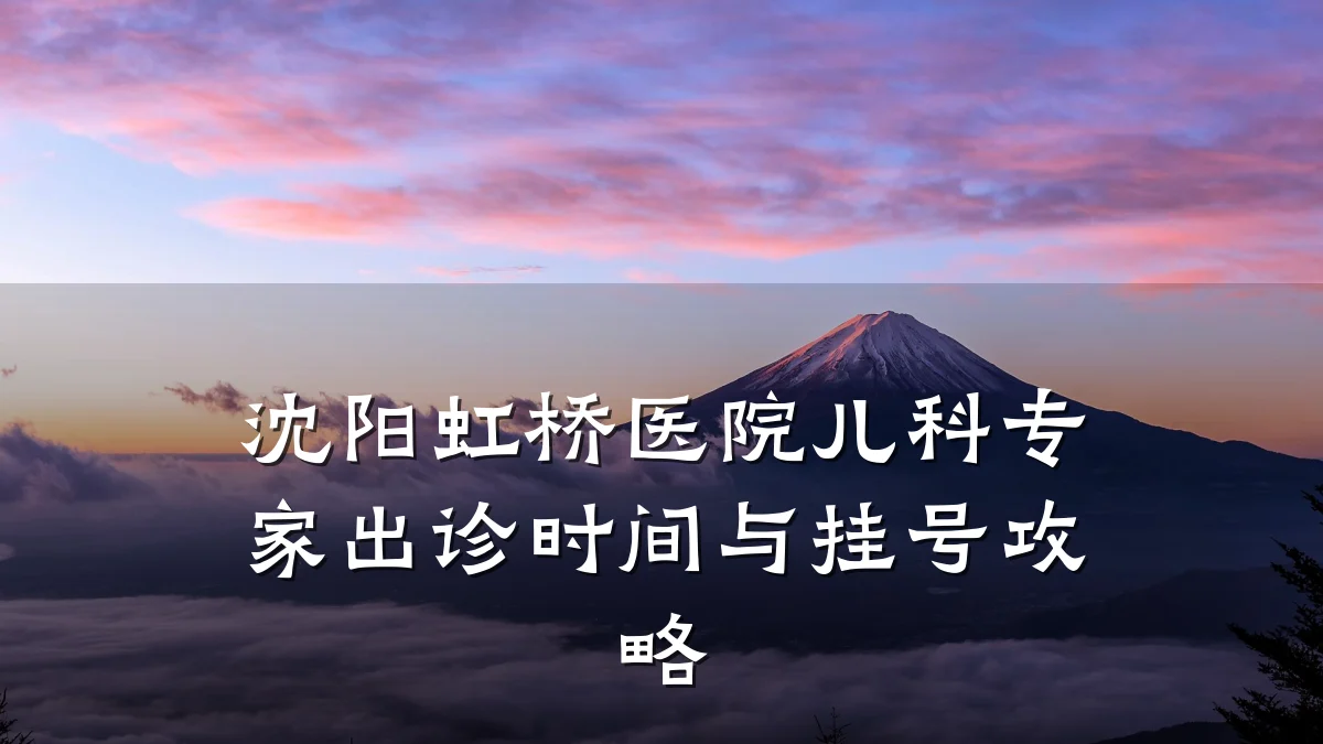 沈阳虹桥医院儿科专家出诊时间与挂号攻略
