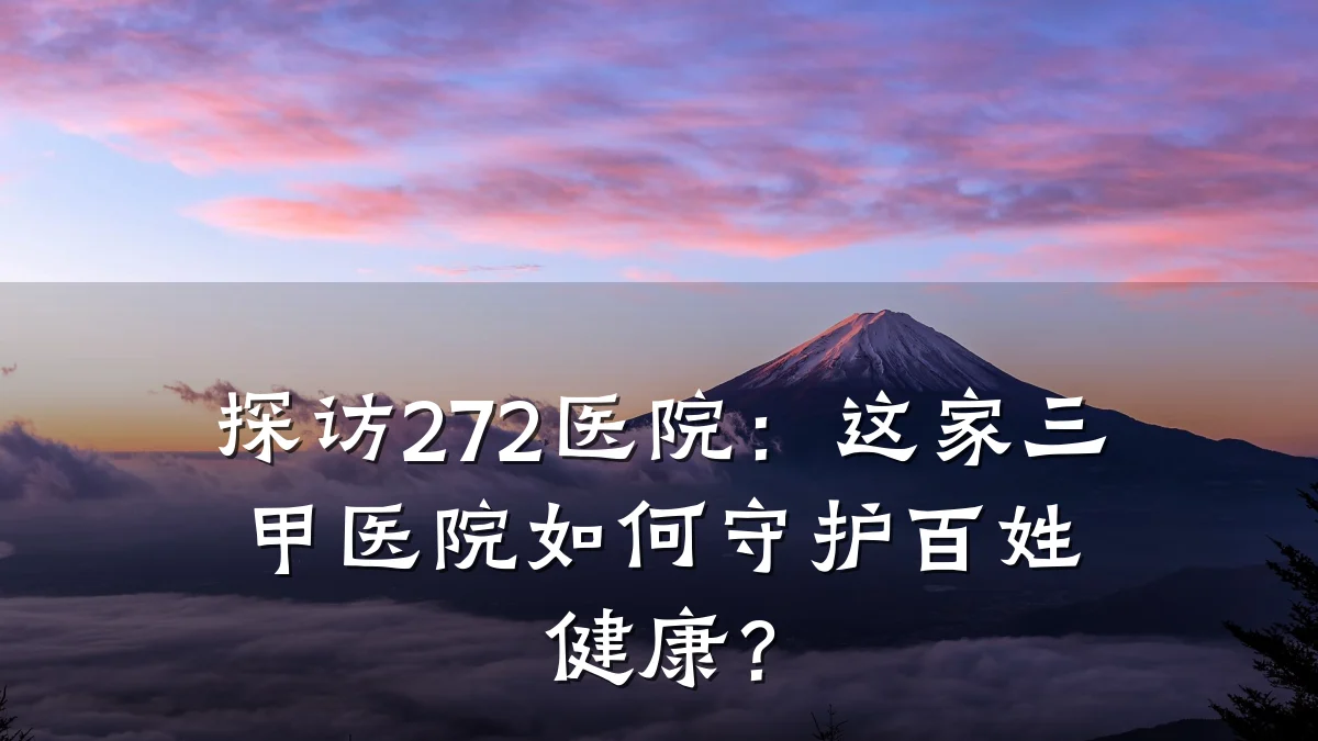 探访272医院:这家三甲医院如何守护百姓健康?