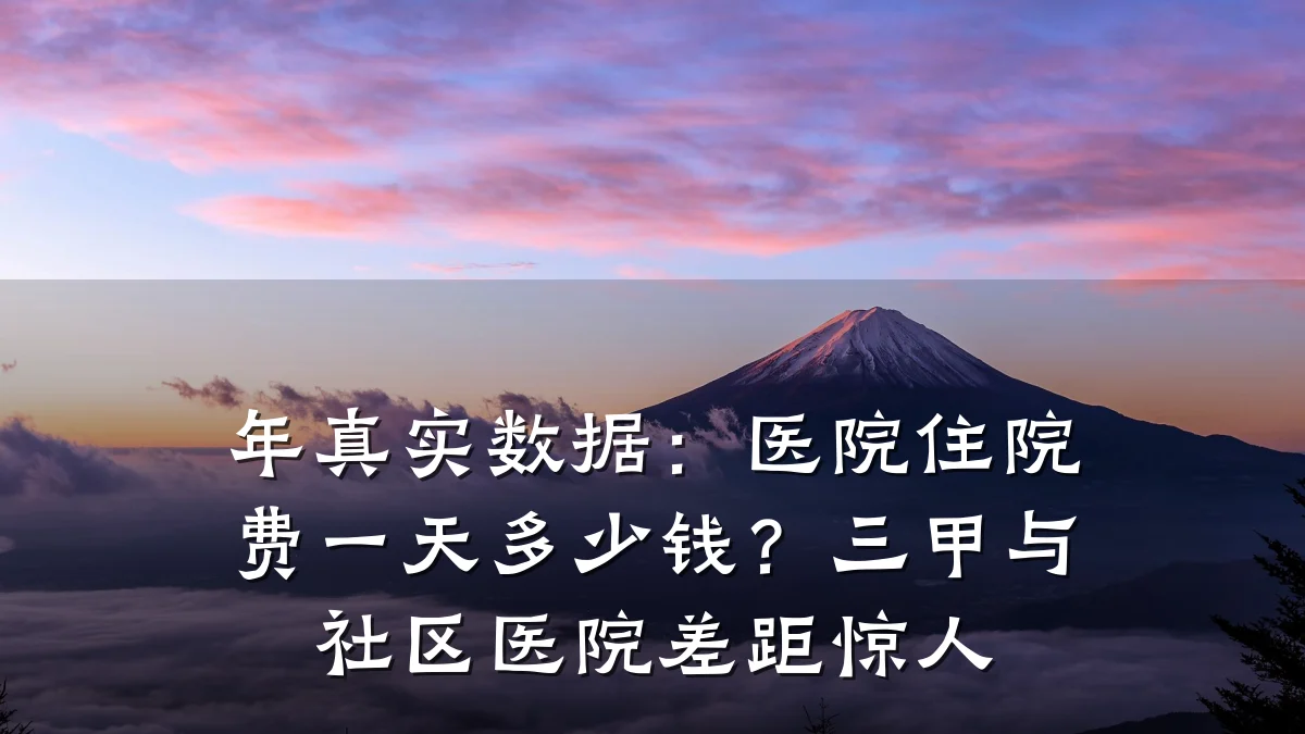 年真实数据：医院住院费一天多少钱？三甲与社区医院差距惊人