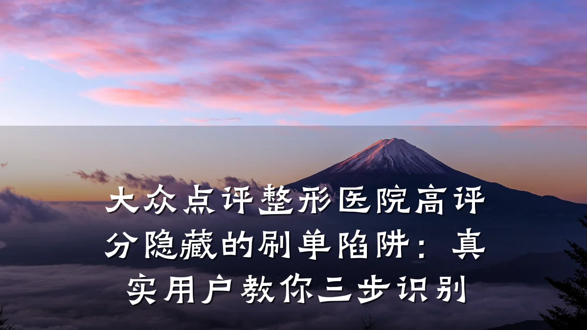 大众点评整形医院高评分隐藏的刷单陷阱：真实用户教你三步识别